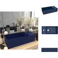 vidaXL Lavabo da bagno con troppopieno in Vetroceramica blu scuro - Lavabo da bagno