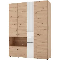 Dmora Omete - Guardaroba Grande, 155x208h cm Marrone Rovere Nodi, 4 Ripiani