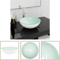 The Living Store Lavabo in vetro temperato 35x12 cm Bianco
