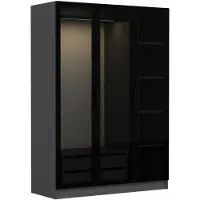 Dmora Gerrei - Guardaroba 3 Ante, 135x52 cm Nero Antracite, Appendiabiti