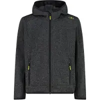 CMP Boy's Jacket Fix Hood Jacquard Knitted Giacca in pile Bambini (92, grigio/nero)