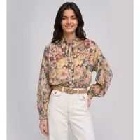 Twinset per donna. 262TT2611 Camicia in crêpe a fiori multicolore (40), Casual, Viscosa, Floreale, Manica lunga