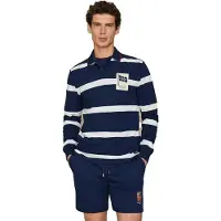 Hackett per uomo. HM5500051 Polo a maniche lunghe Stripes blu navy (L), Casual, Cotone, Classico, Manica lunga