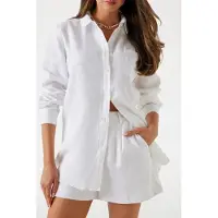 Guess Marciano GUESS Ls Gen Linen Shirt Pure White Taglia: L | Maglie a manica lunga Outlet | Donna | Bianco