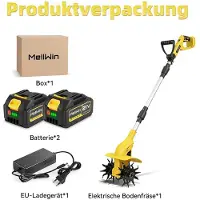 StarTech.com Fresatrice elettrica a batteria per terreno – Coltivatore da giardino 18V – 1600W – 1000 giri/min – Profondità di lavoro 16 cm / Larghezza 22 cm – Include 2 batterie da 3,0Ah