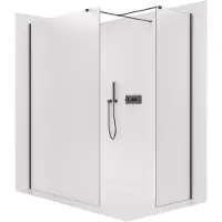 CERANO Pannello doccia walk-in Onyx T, destro/sinistro - 8 mm - profilo quadrato - nero opaco, vetro satinato - 80x40x200 cm