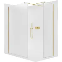 CERANO Pannello doccia angolare Walk-in Onyx T, destro/sinistro - 8 mm - profilo quadrato - dorato, vetro satinato - 100x40x200 cm