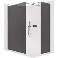 CERANO Pannello doccia walk-in Onyx T, destro/sinistro - 10 mm - profilo squadrato - nero opaco, vetro grigio antracite - 120x100x200 cm
