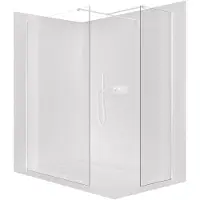 CERANO Pannello doccia angolare Walk-in Onyx T, destro/sinistro - 8 mm - profilo quadrato - bianco opaco, vetro trasparente - 100x60x200 cm