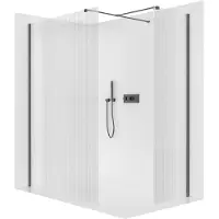 CERANO Pannello doccia angolare Walk-in Onyx T, destro/sinistro - 8 mm - profilo squadrato - nero opaco, vetro smerigliato - 100x90x200 cm
