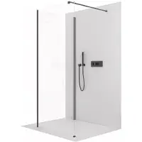 CERANO Pannello doccia angolare "walk-in" Onyx, modello Cube, destro/sinistro - 8 mm - profilo quadrato - nero opaco, vetro trasparente - 150x80x200 cm