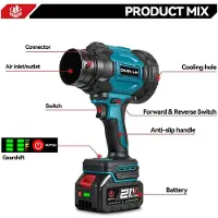 StarTech.com Soffiatore a batteria per foglie - Potente sistema di ventilazione - 3500 W - 350 m/s - Motore brushless - 6 velocità - 2-in-1 - 1 batteria inclusa