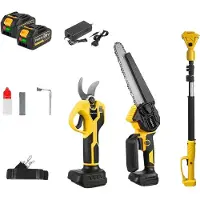 OEM Motosega telescopica, barra da 8 pollici, potatore, 2 batterie
