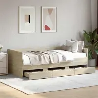 Prolenta Maison Exclusive - Letto a giorno con cassetti, struttura in legno impiallacciato effetto noce Sonoma