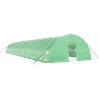 vidaXL Serra con struttura in acciaio, verde, 144 m², 24x6x2,85 m