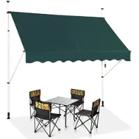 Costway Tenda a bracci da 250 cm di larghezza senza forare da balcone resistente ai raggi UV, Tenda regolabile in altezza Verde