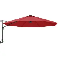 vidaXL Ombrellone a parete con LED rosso brillante 290 cm