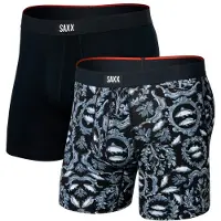 Saxx Vibe Xtra Boxer Brief Fly 2-Pack Intimo sintetico Uomo (L, nero)