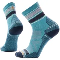 Smartwool Hike Light Cushion Striped Mid Crew Sock Calze da trekking (38-41, turchese/blu)