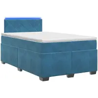 Syfax Letto con boxspring, materasso e illuminazione LED blu, dimensioni 120 x 200 cm, rivestito in velluto
