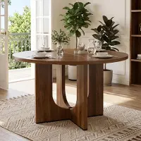 Flieks Tavolo rotondo "" da pranzo, 120x120 cm, adatto per 4-6 persone, design classico, tavolo da pranzo, tavolo da cucina, finitura in legno noce