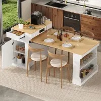 Flieks Tavolo allungabile con prese elettriche e due cassetti, ideale come tavolo da bar per cucina o sala da pranzo, dimensioni 55-153x80x93 cm, colore bianco