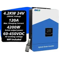 OEM Inverter ibrido, uscita a onda sinusoidale pura, gestione intelligente della batteria, 4.2KW 24V WIFI