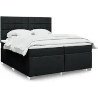vidaXL Letto a molle con materasso nero 200x200 cm in tessuto