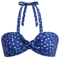 Seafolly Women's Dolce Dot Halter Bandeau Parte superiore bikini Donna (38, blu)
