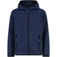 CMP Boy's Jacket Fix Hood Jacquard Knitted Giacca in pile Bambini (128, blu)