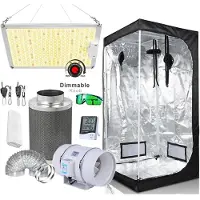 StarTech.com Growzelt - Kit di coltivazione idroponica Modello E - Kit completo con luci LED - Elevato valore PPFD - Dimensioni 120 x 120 x 200 cm - Ventola da 10,16 cm - Filtro a carbone attivo