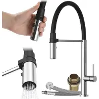 Granitan - Miscelatore cucina - Rubinetto cucina altezza 47 cm - Miscelatore lavello nero - SCALA