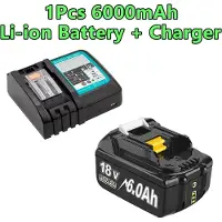 StarTech.com Batteria di ricambio per Makita 18V BL1830 BL1840 BL1850 BL1860 - Batteria agli ioni di litio - Alta capacità, 6000mAh - 1 batteria con caricabatterie singolo da 4A