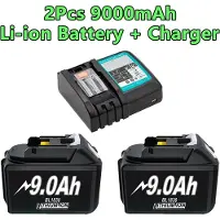 StarTech.com Batteria da 18V - Batteria di ricambio BL1830, BL1840, BL1850, BL1860 - 2 batterie da 9000mAh agli ioni di litio - Alta capacità - Caricabatterie a singolo vano da 4A incluso