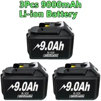StarTech.com Batteria di ricambio per utensili elettrici - Litio-Ioni, 18V - Confezione da 3, 9000 mAh, alta capacità - Compatibile con i modelli BL1830, BL1840, BL1850, BL1860
