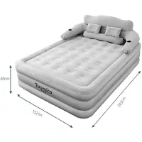 StarTech.com Materasso gonfiabile per campeggio - Letto matrimoniale gonfiabile, dimensioni 203x152x48 cm - Con schienale - Per 2 persone - Superficie in PVC floccato - Altezza 48 cm - Colore grigio