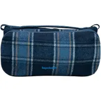 Topologie - Borsa per accessori - Bottle Sacoche Medium Blue Check Check Wool in Pelle