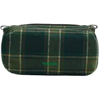 Topologie - Tracolla per accessori - Bottle Sacoche Medium Green Check Check Wool in Pelle - Verde