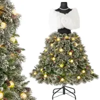 Costway Albero di Natale artificiale con manichino pre-illuminato da 150cm, Albero di Natale a forma di abito con 50 luci a LED