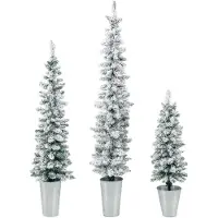 Costway Set di 3 Alberi di Natale artificiali da 90/120/150cm, Alberi di Natale innevati con 120/140/160 punte di rami