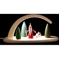 Seiffener Volkskunst eG Folletto natalizio ad arco con slitta e illuminazione a LED LxAxP 24x13x10cm NUOVO