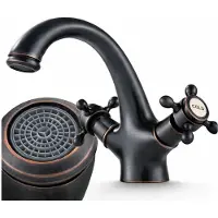 ARI Miscelatore per lavabo da bagno Retro, finitura nera anticata, realizzato in ottone massiccio, con 2 maniglie, cartuccia in Vetroceramica e aeratore, adatto per foro di montaggio da 35 mm