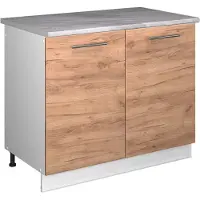 Vicco Mobile lavello cucina Fame-Line Rovere dorato/Bianco 100 cm, PL Marmo, Model 61910