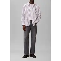 Calvin Klein Long Sleeve Yarn-dyed Stripe Washed Brilliant White Taglia: M | Camicie Casual Outlet | Uomo | Bianco