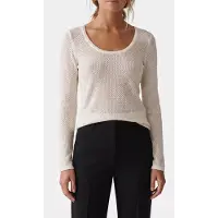 Calvin Klein Boucle Pointelle Long Sleeve Top Tofu Taglia: L | Maglie a manica lunga Outlet | Donna