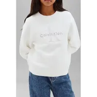Calvin Klein Girls Monologo Fashion Crew Neck Bright White Taglia: 8 | Maglioni Outlet | Unisex | Bianco