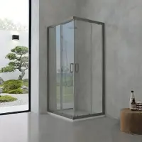 KIAMAMI VALENTINA Box doccia 80x80 gun metal cristallo trasparente ante scorrevoli | City