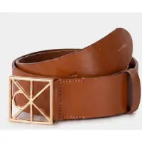 Calvin Klein Emblem Buckle 50mm Smooth Belt Argan Oil Taglia: 90 | Cinture Outlet | Donna
