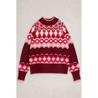White Stuff Fairisle High Neck Jumper Plum Multi Taglia: 12 | Maglioni a maglia Outlet | Donna | Magenta