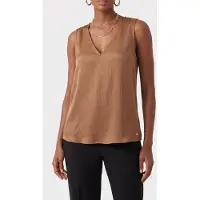 Calvin Klein Plisse V Neck Shirt Executive Brown Taglia: XS | Magliette intime Outlet | Donna | Marrone